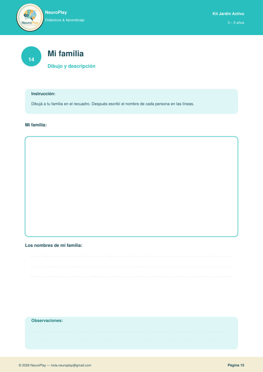 Ficha de muestra del Kit 3–5